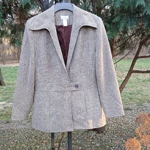 Coldwater Creek Beige Tweed Blazer Vintage Sz 14 EUC